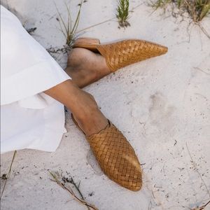 St. Agni Paris Woven Mule Slides in Almond